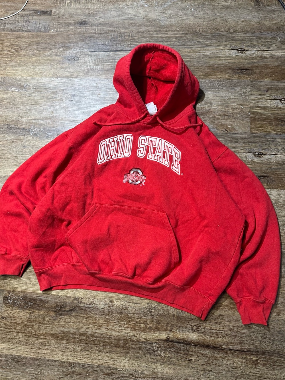 Y2K Heavy Cotton Ohio State Red Hooded Sweatshirt